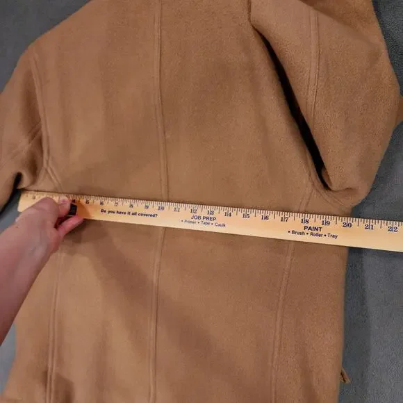 J Crew Pea Coat sz M Women Camel Beige Wool‎ Lined Double Breasted Pockets READ - Picture 5 of 14